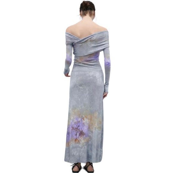 ZARA Set Tie Dye Knit Midi Skirt Size L And Top Size M - Picture 8 of 9